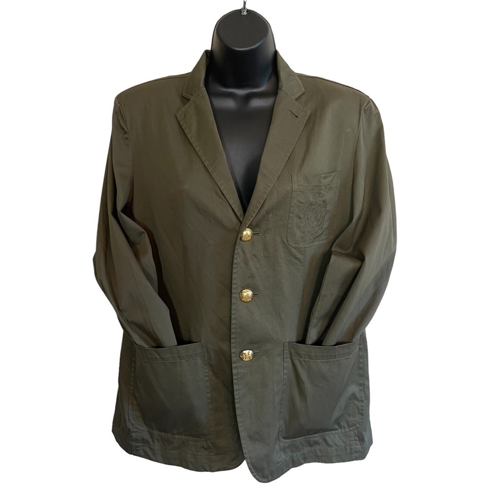 Euc Lauren Ralph Lauren cotton blazer, army green, size Petite Large.